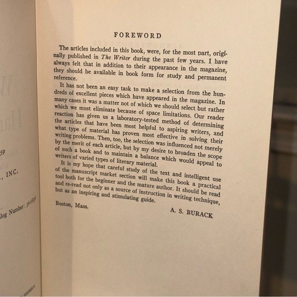 “The Writer’s Handbook” edited by A. S. Burack (1959, The Writer Inc.) - Picture 7 of 10